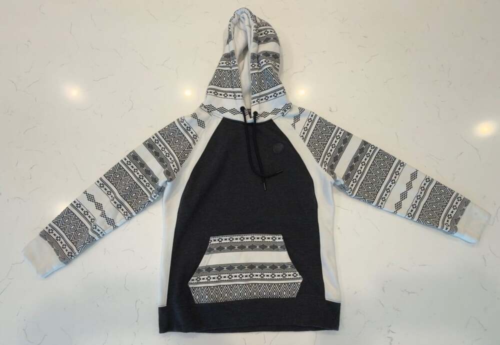 Hooey Maya Heather Black Cream Aztec Print Pullover Hoodie Women's Medium